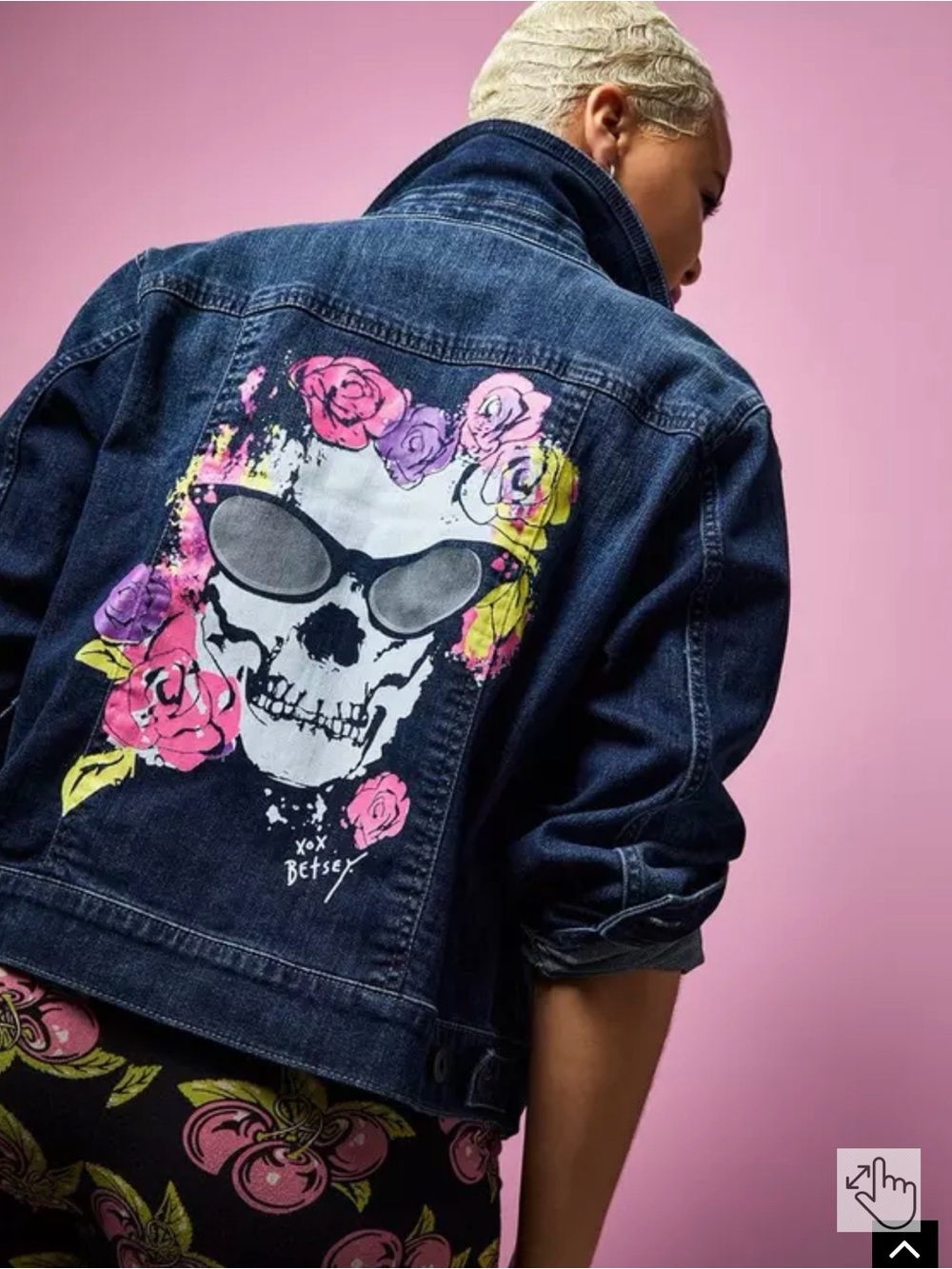 torrid Dark Wash Denim Jacket with Leopard Trim and Hot Pink Label